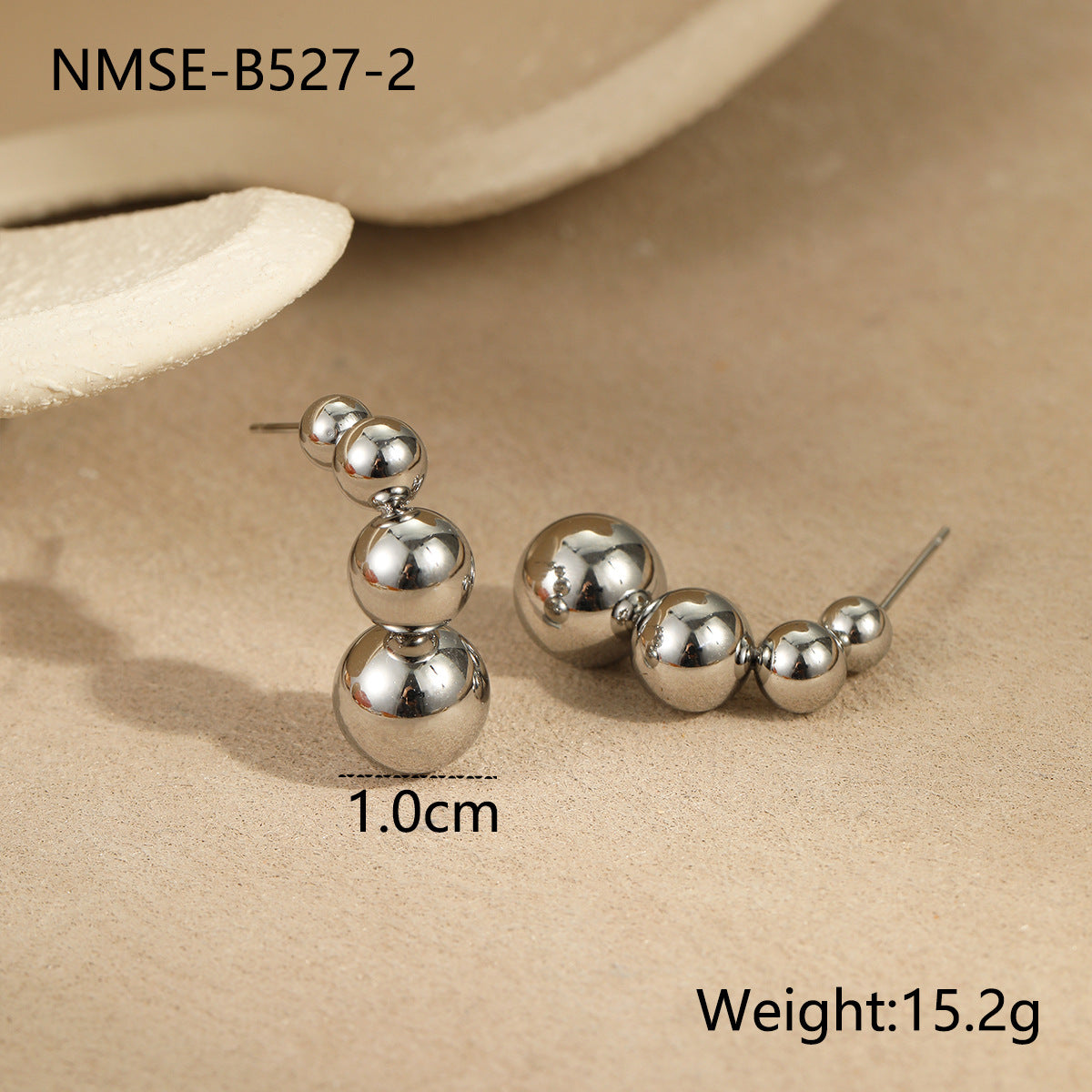 Orecchini geometrici in acciaio inossidabile alla moda con placcatura in oro 18 carati e design a sfera rotonda per donna