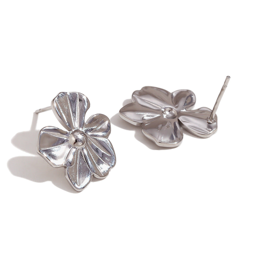 Orecchini da donna in acciaio inossidabile placcato oro 18K, design a mezzaluna vuota, ispirazione geometrica francese vintage