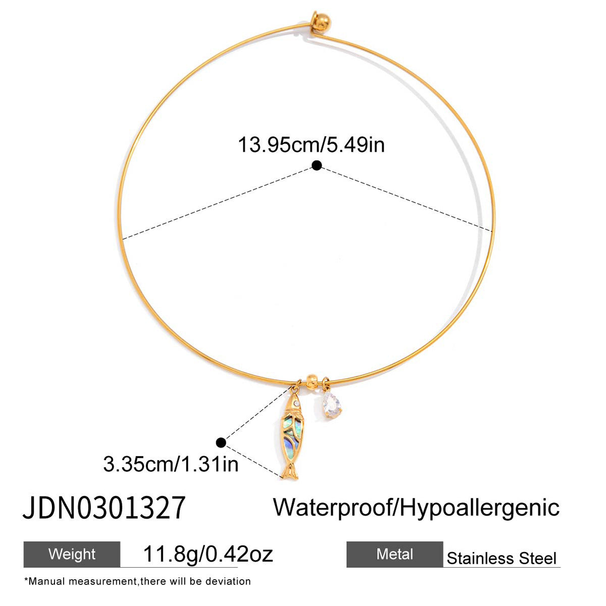 Fish Shape Titanium Steel Pendant Stainless Steel Plated Necklace and Earring Set for Women