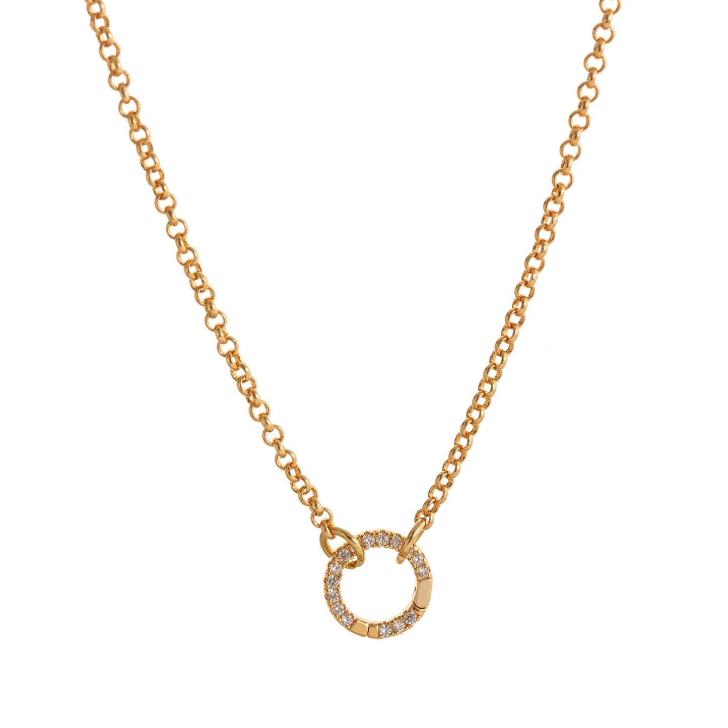 Vintage 18K Gold Plated Brass Geometric Heart Round Oval Cubic Zirconia Pendant Corn Chain Necklace DIY Charm Bar