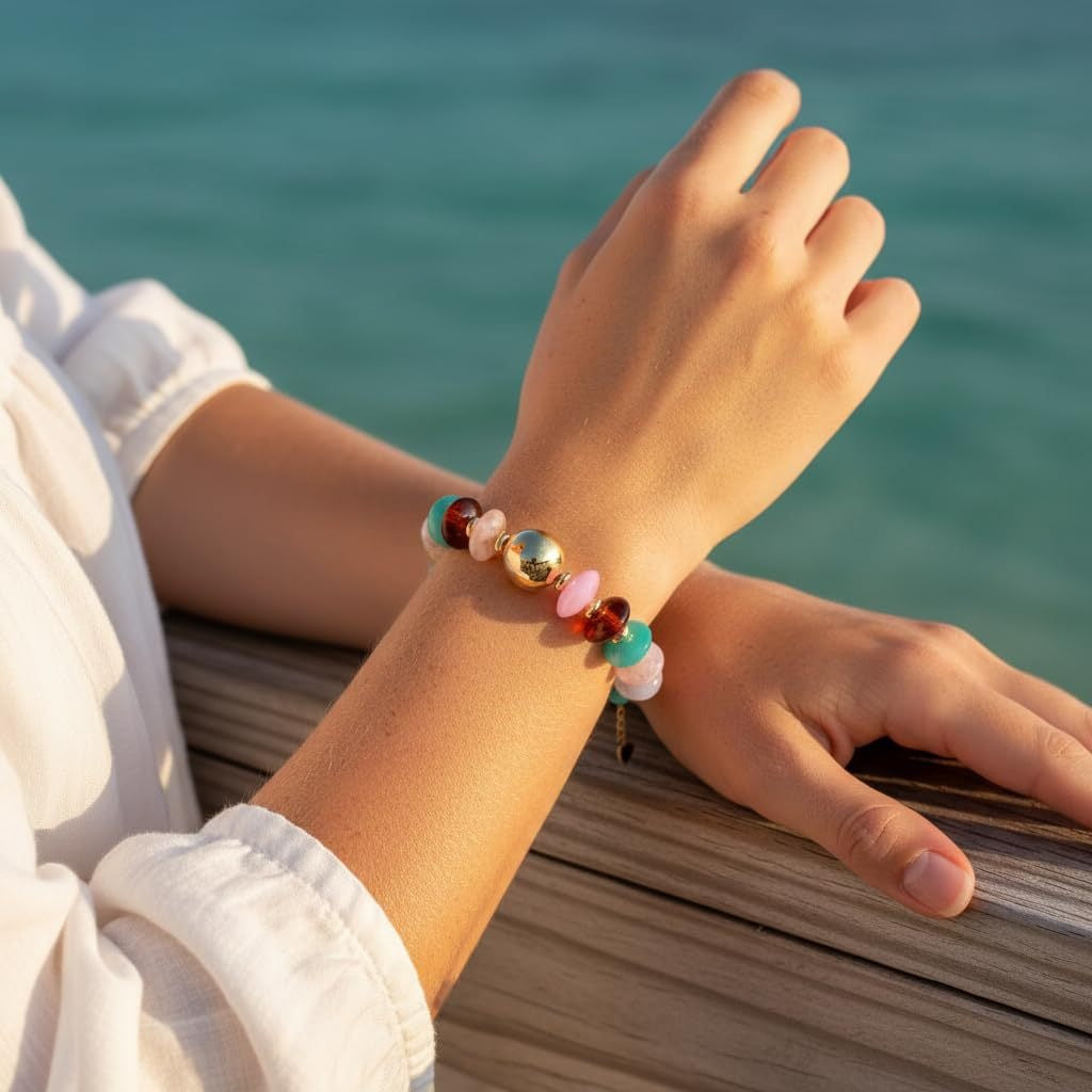Minimalist Geometric Round Resin Beaded Bracelet Unisex Fashion Jewelry