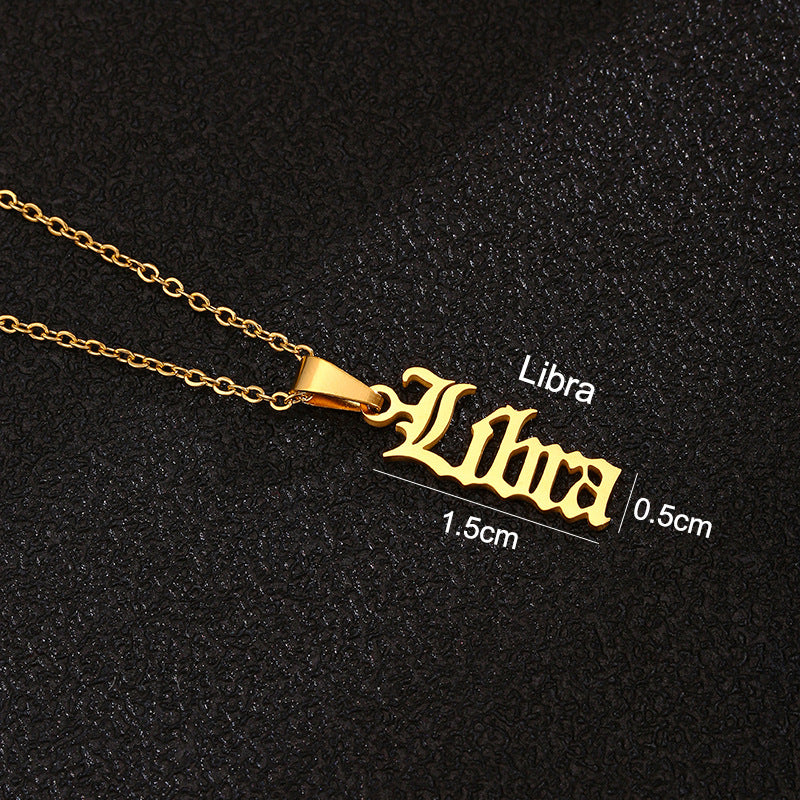 Zodiac-Themed Stainless Steel Pendant Necklace with Titanium Steel Charm and Electroplated Finish for Unisex Wear