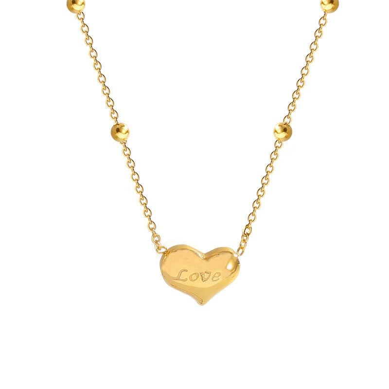Minimalist Titanium Steel Plated Heart Letter Necklace Snake Chain Women Jewelry