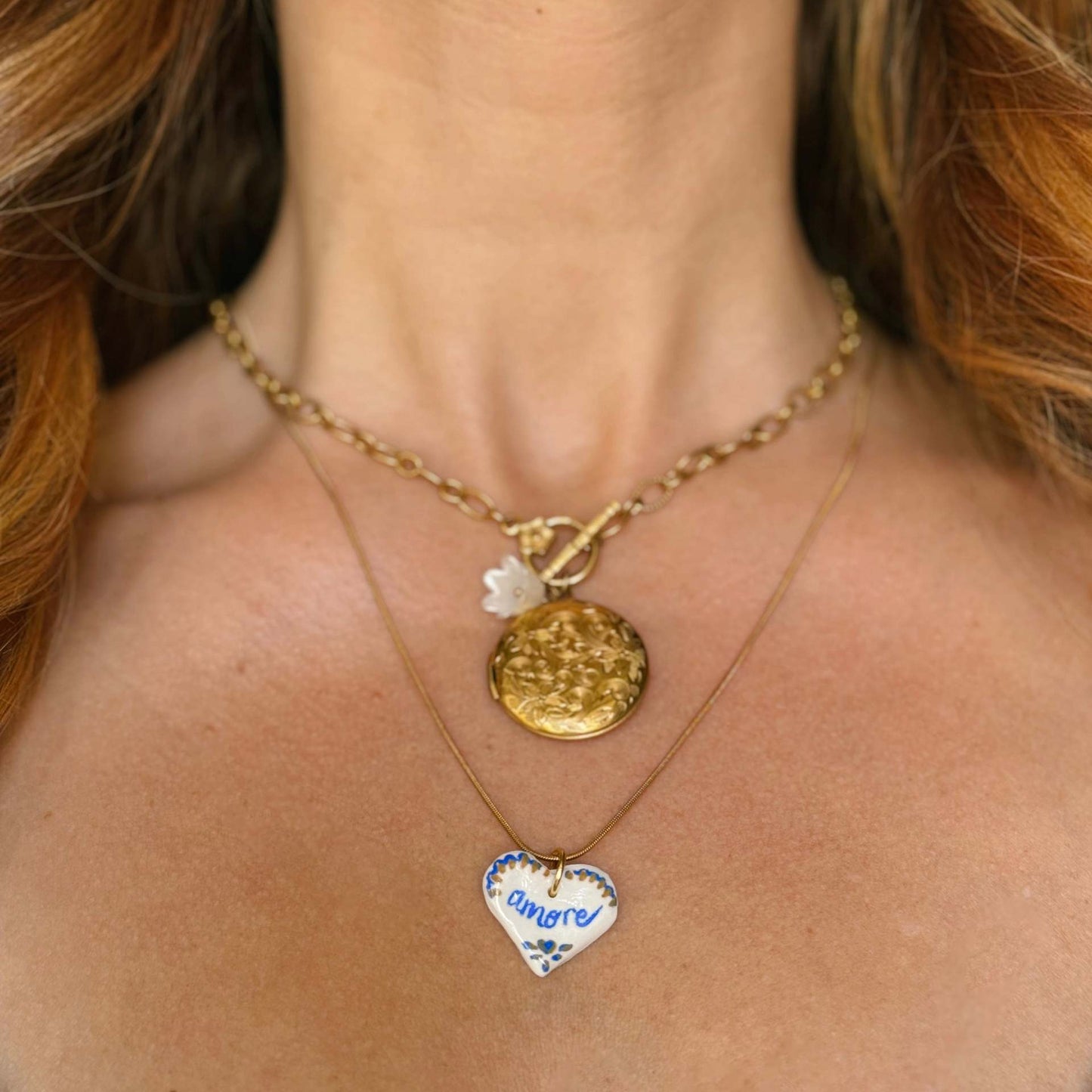 Minimalist Vintage Heart Lemon 18K Gold Plated Drip Oil Stainless Steel Charm Bar