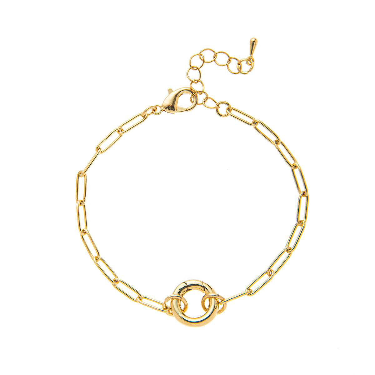 Minimalist 18K Gold Plated Round Square Geometric Brass Pendant Necklace