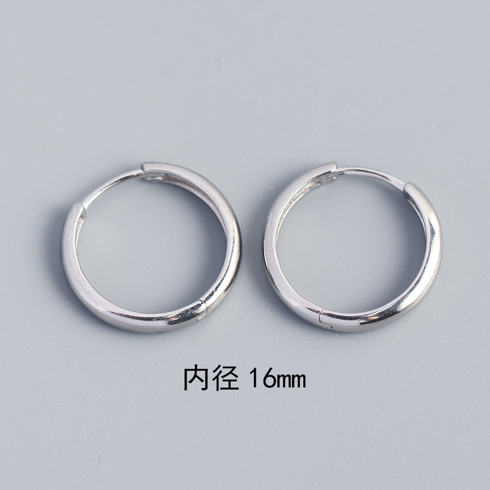 Minimalist Geometric Shaped S925 Sterling Silver Hoop Earrings with Plated Finish