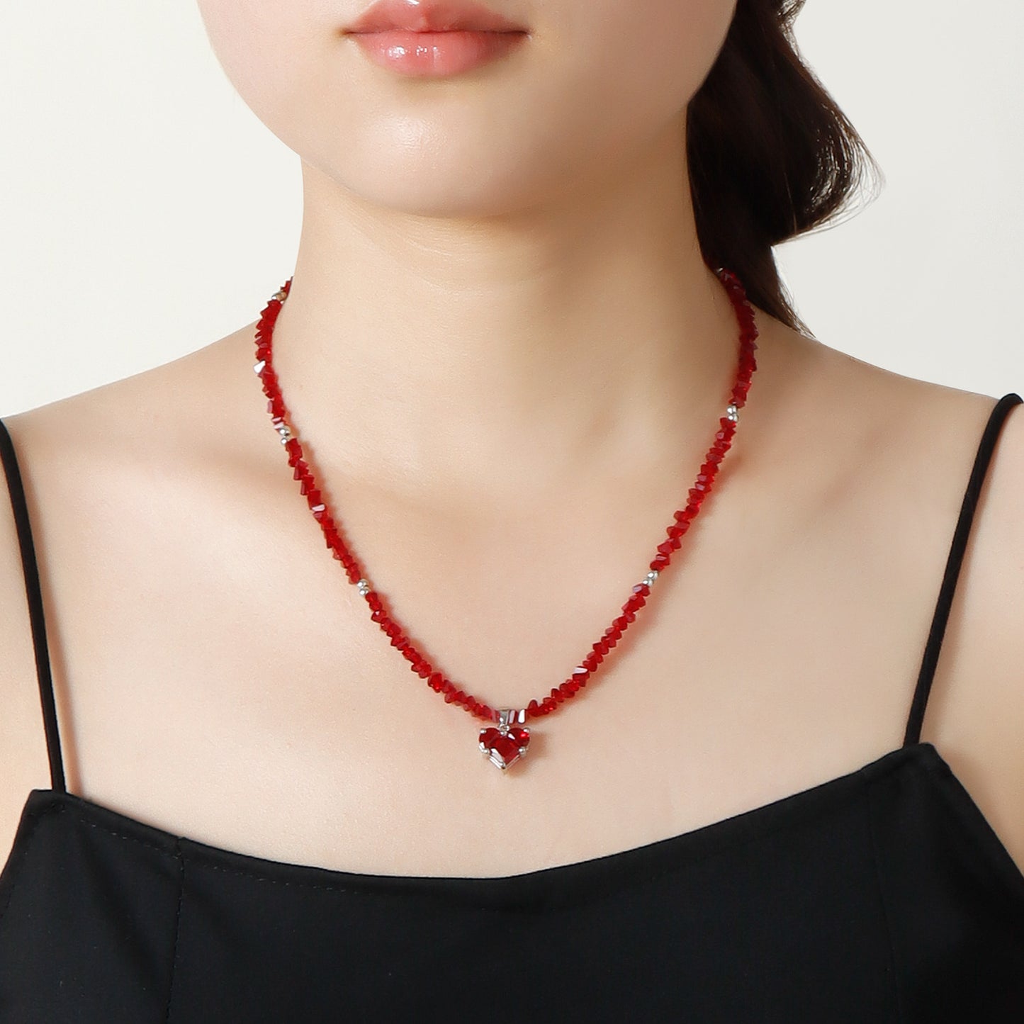 Handmade Beaded Heart Pendant Necklace with Glass Seed Beads for Women