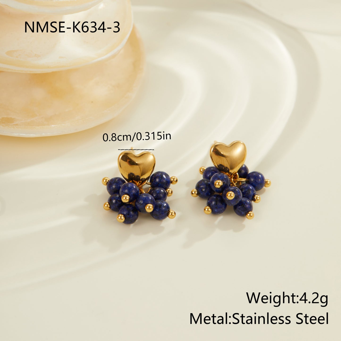 Vintage-Inspired Minimalist Stainless Steel Beaded Earrings with Heart and Geometric Shapes Electroplated for Women