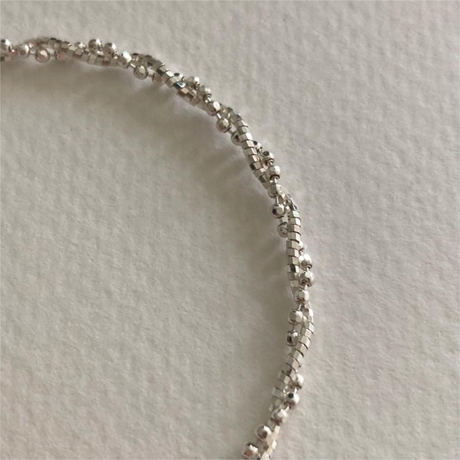Pulsera minimalista de cuentas redondas facetadas geométricas en plata de ley 925, joyería fina hecha a mano