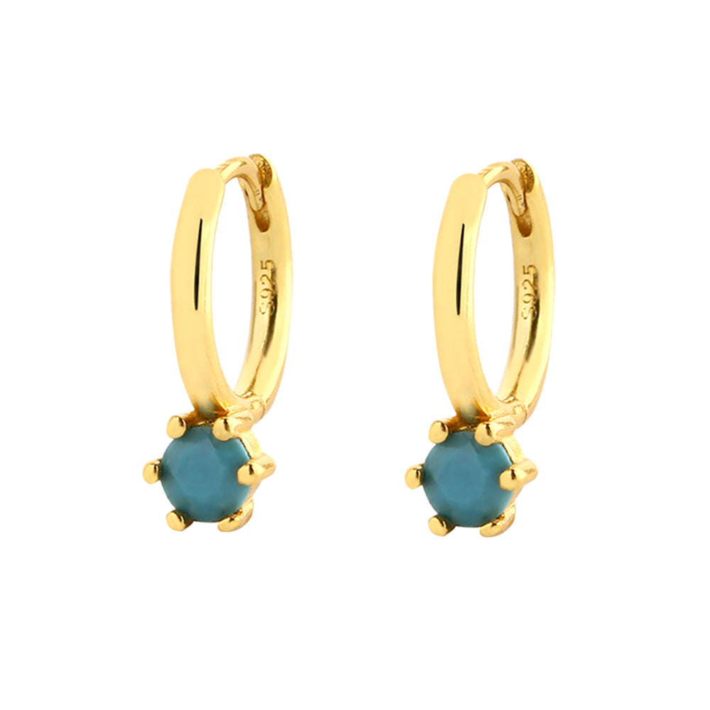 Aretes de aro de lujo para mujer de plata de ley 925, con diseño geométrico floral de mariposa en forma de lágrima y turquesa azul