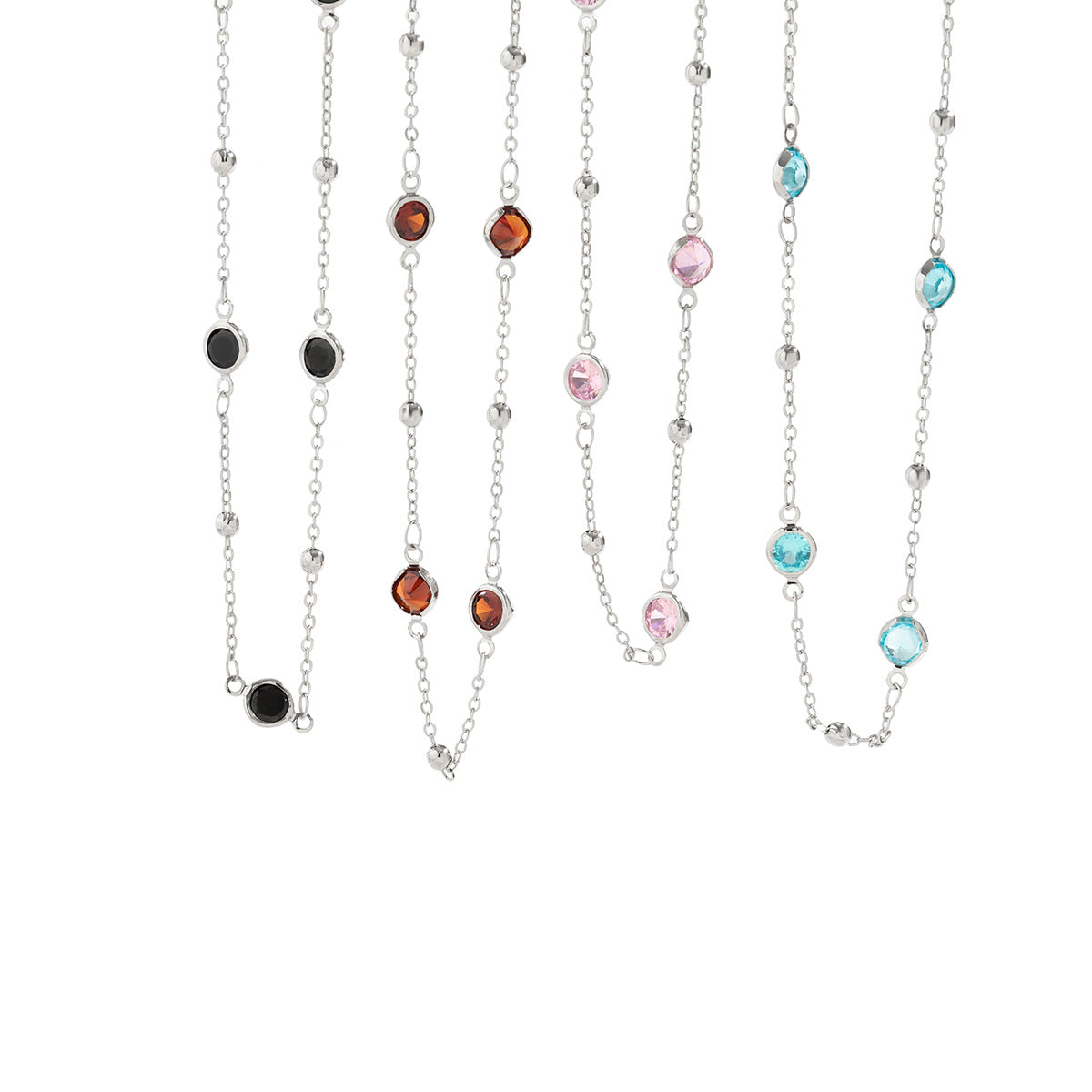 Catena in vita minimalista con strass da donna, con design scavato e chiusura a moschettone in metallo