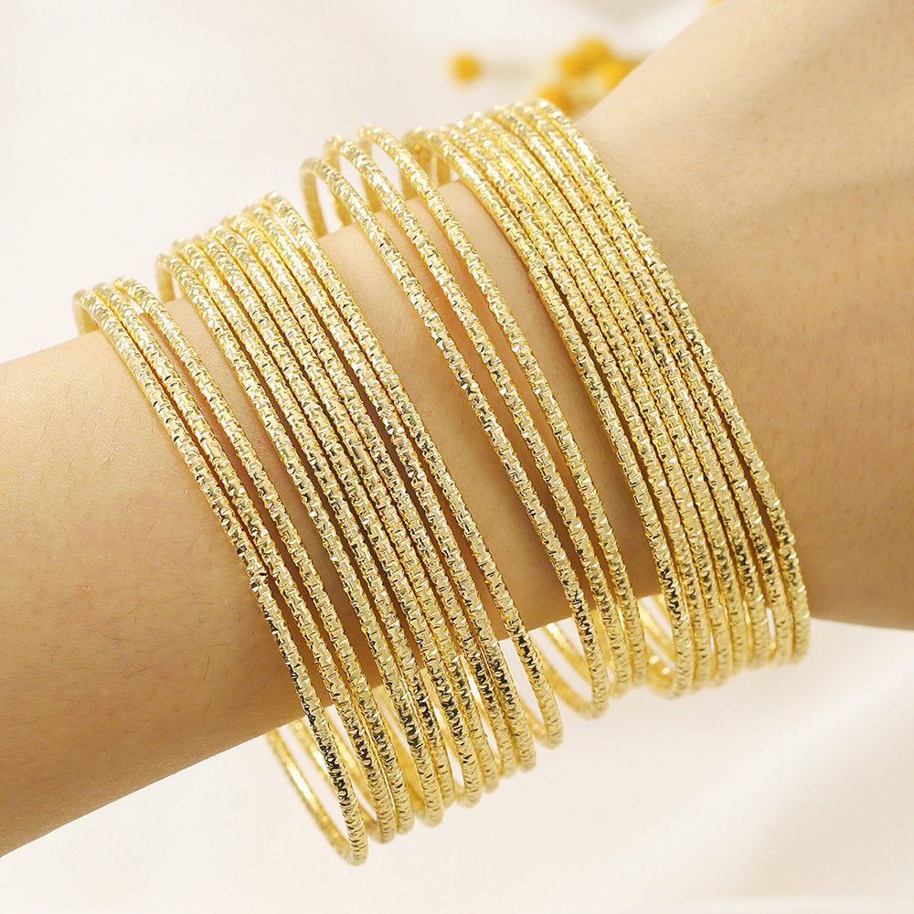 Bohemian Geometric Round Plated Alloy Bangle Set