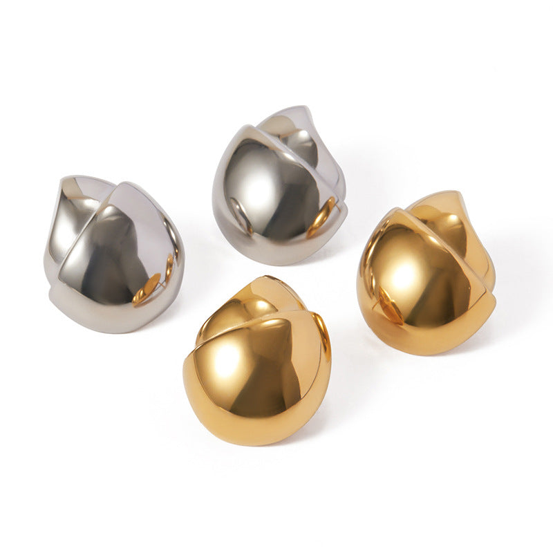 Minimalist Luxury Geometric Hazelnut Titanium Steel Earrings PVD Gold Plated Stainless Steel Studs for Women