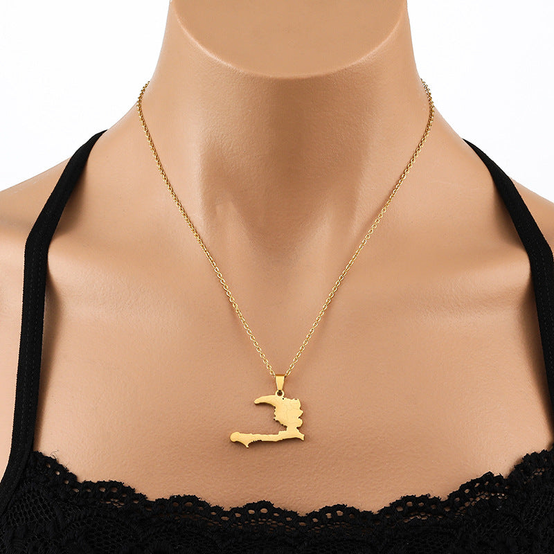 Collana con Pendente Geometrico alla Moda in Acciaio Inossidabile con Ciondolo in Acciaio al Titanio e Finitura Elettroplaccata, Regalo Unisex