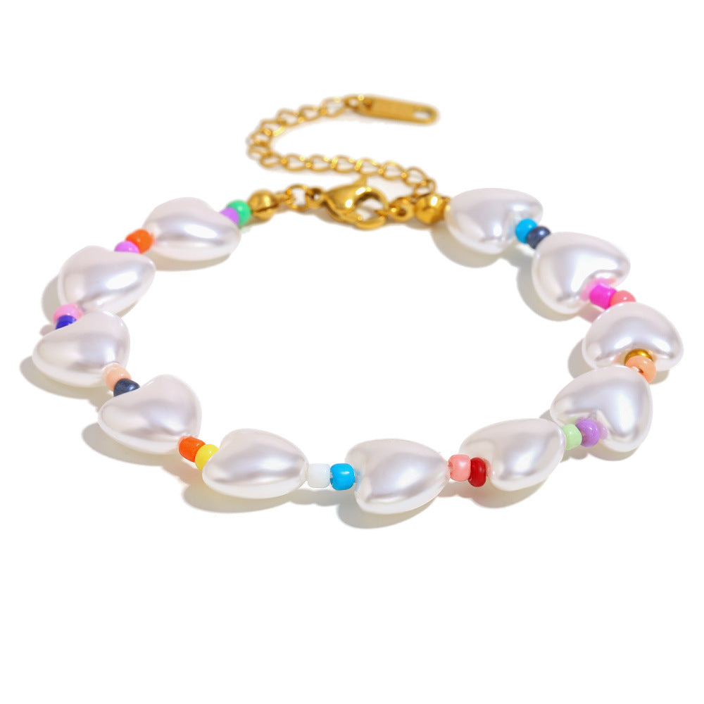 Collana da donna alla moda a forma di cuore, in acrilico in stile vintage, con base in acciaio inossidabile e placcatura in oro 18 carati