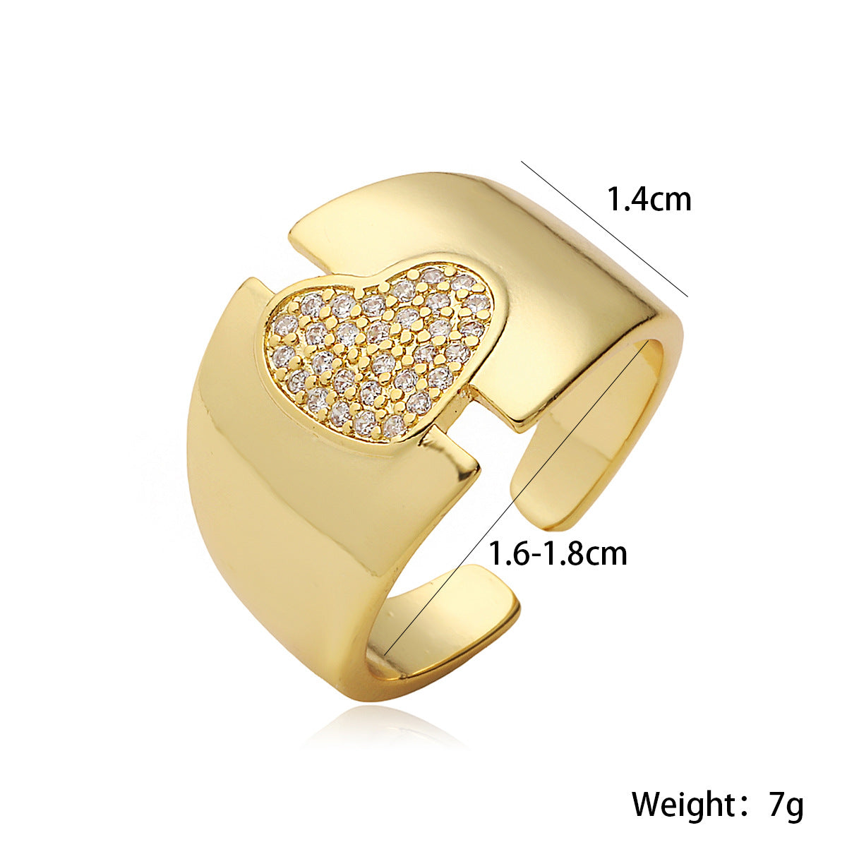 Minimalist Heart-Shaped Copper Ring with Micro-Pave Zirconia for Women