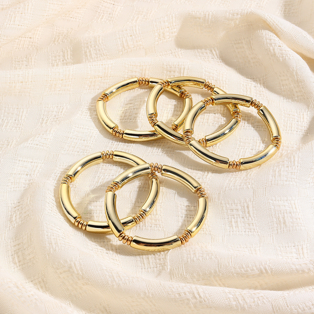 Geometric CCB Beaded Bamboo Bracelet Set for Women