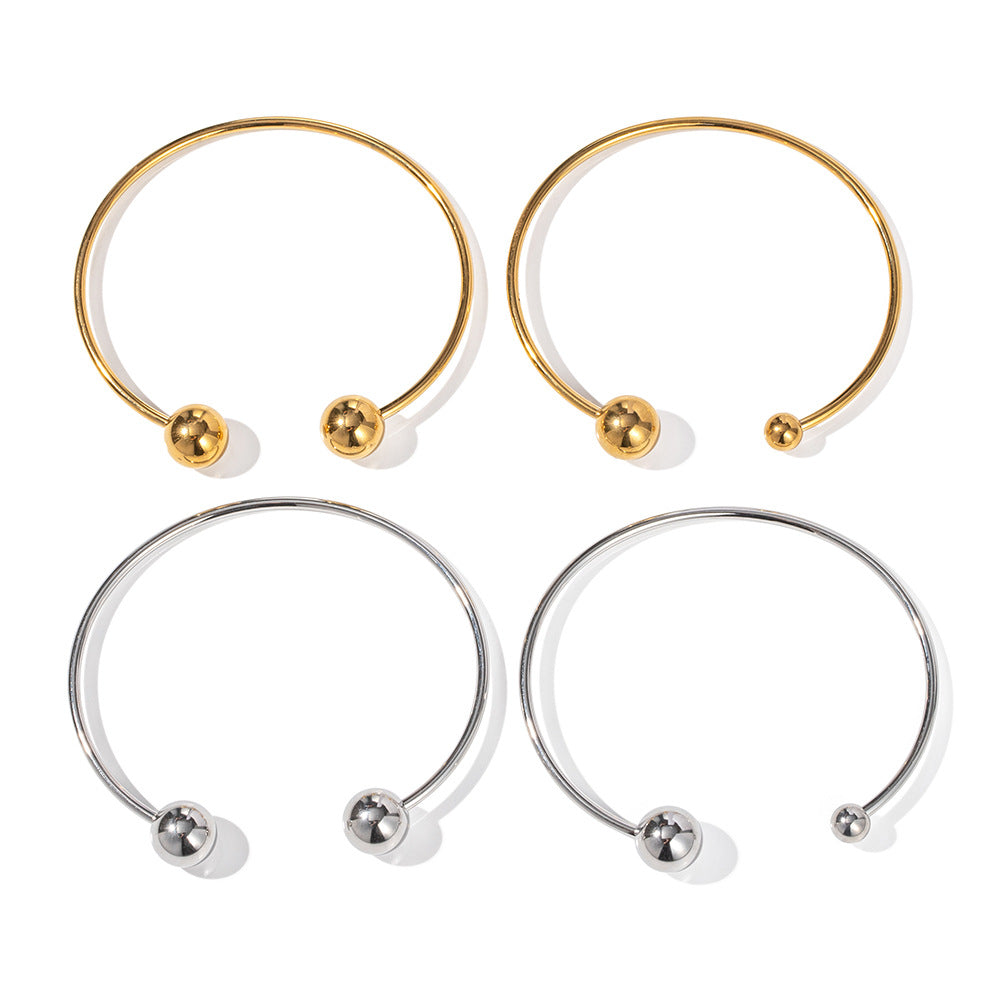 Bracciale da donna in acciaio inossidabile placcato oro 18K a sfera geometrica stile INS