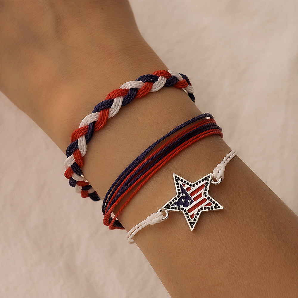 Set di bracciali con ciondoli a stella placcati in lega di zinco in stile streetwear da donna