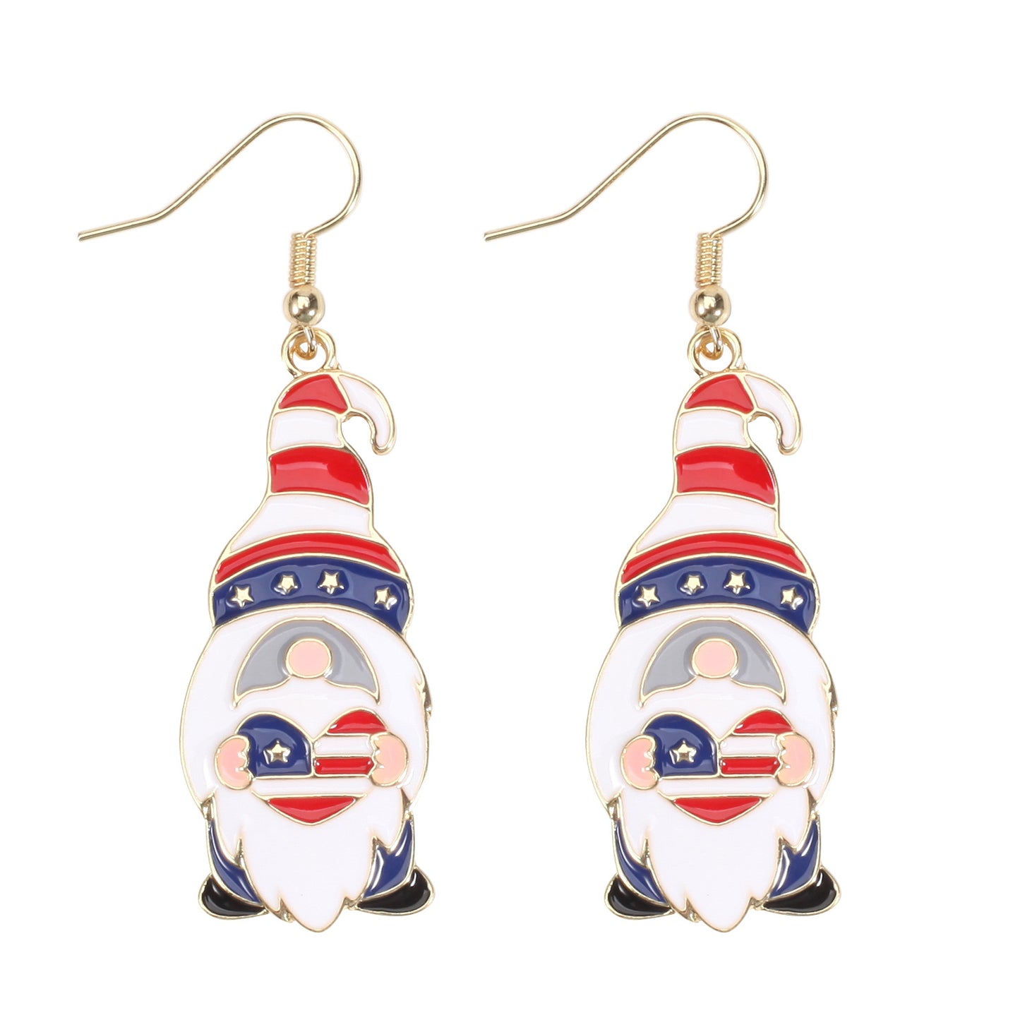 Plated Alloy Star Earrings with Christmas Santa Claus and American Flag Elements