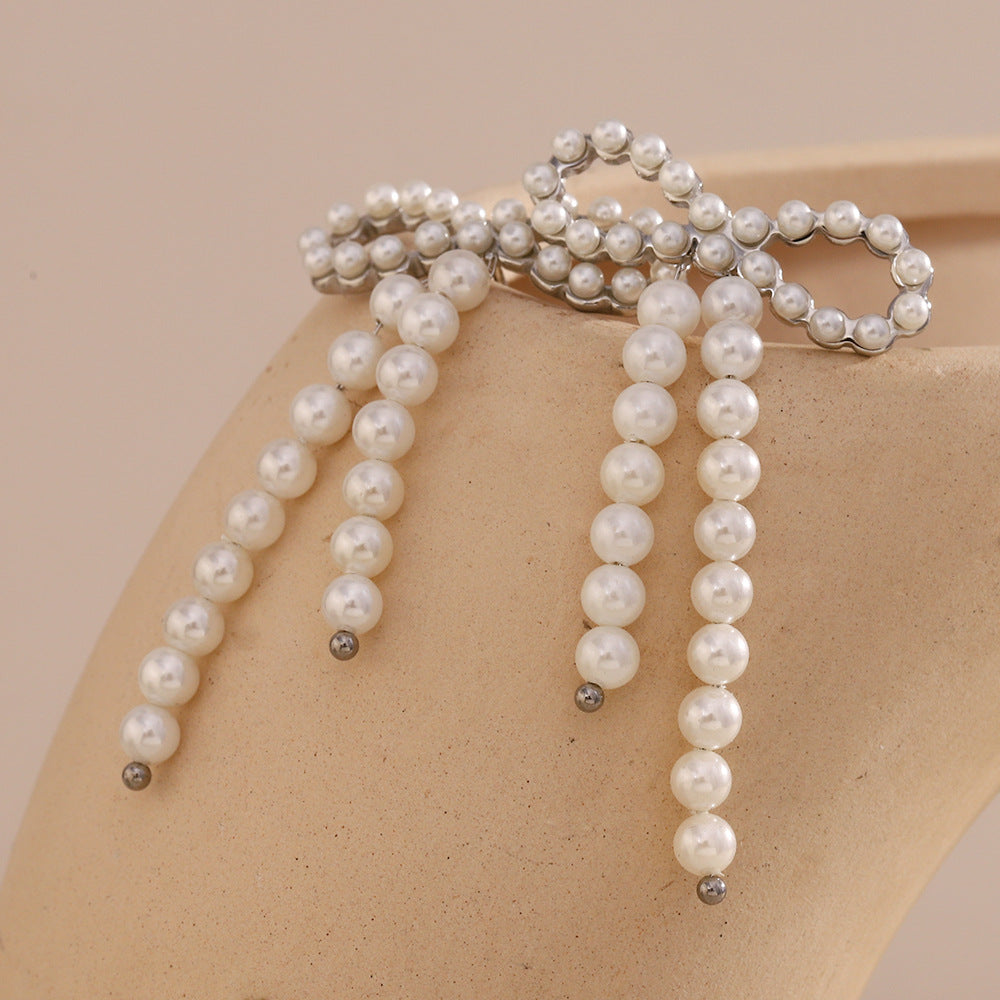 Vintage Butterfly-Shaped Stainless Steel Earrings with 18K Gold Plating and Simulated Pearl Accents for Women