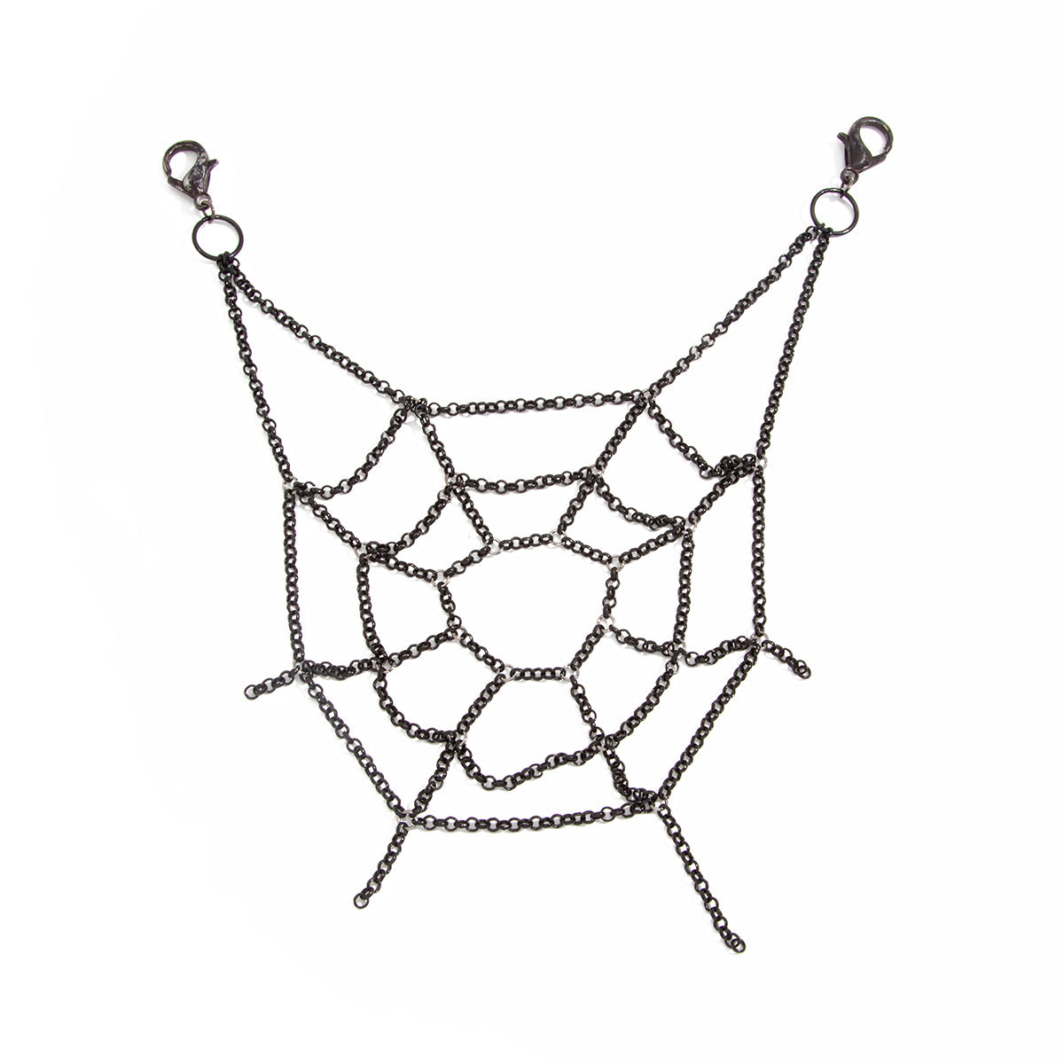 Gothic Punk Black Baking Varnish Iron Body Chain with Tassel and Hollow Out Design