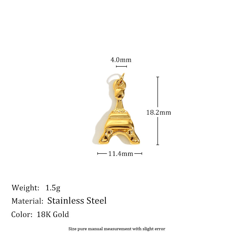 18K Gold Plated Stainless Steel Heart Charm Bar for Women