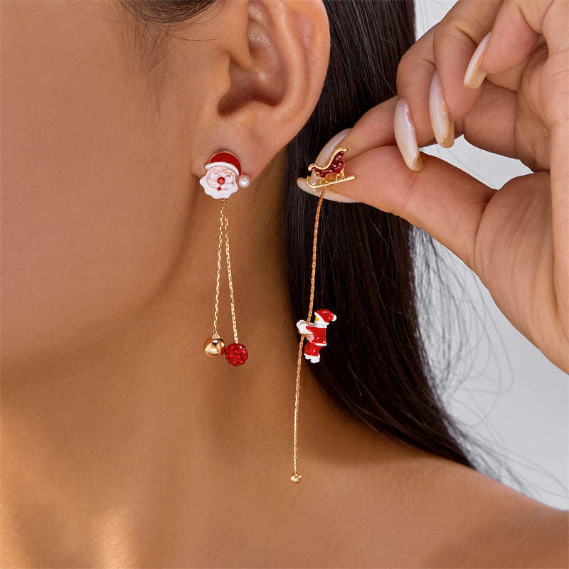 Minimalist Star-Shaped Alloy Christmas Tree and Snowman Dangle Earrings for Women with Electroplated Finish