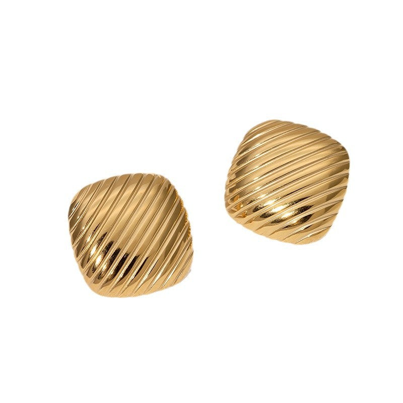 Orecchini a perno quadrati geometrici in acciaio inossidabile da donna con finitura placcata Design di moda minimalista di ispirazione francese