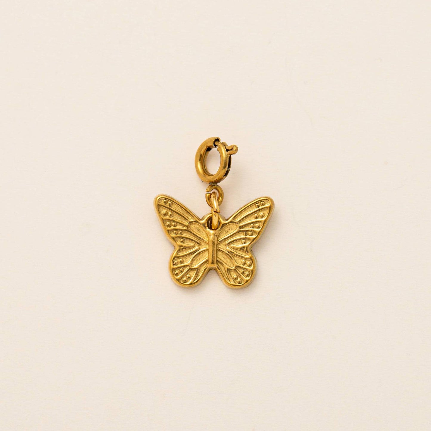 Vintage 18K Gold Plated Stainless Steel Animal Dog Pendant Charm Bar PVD Coated