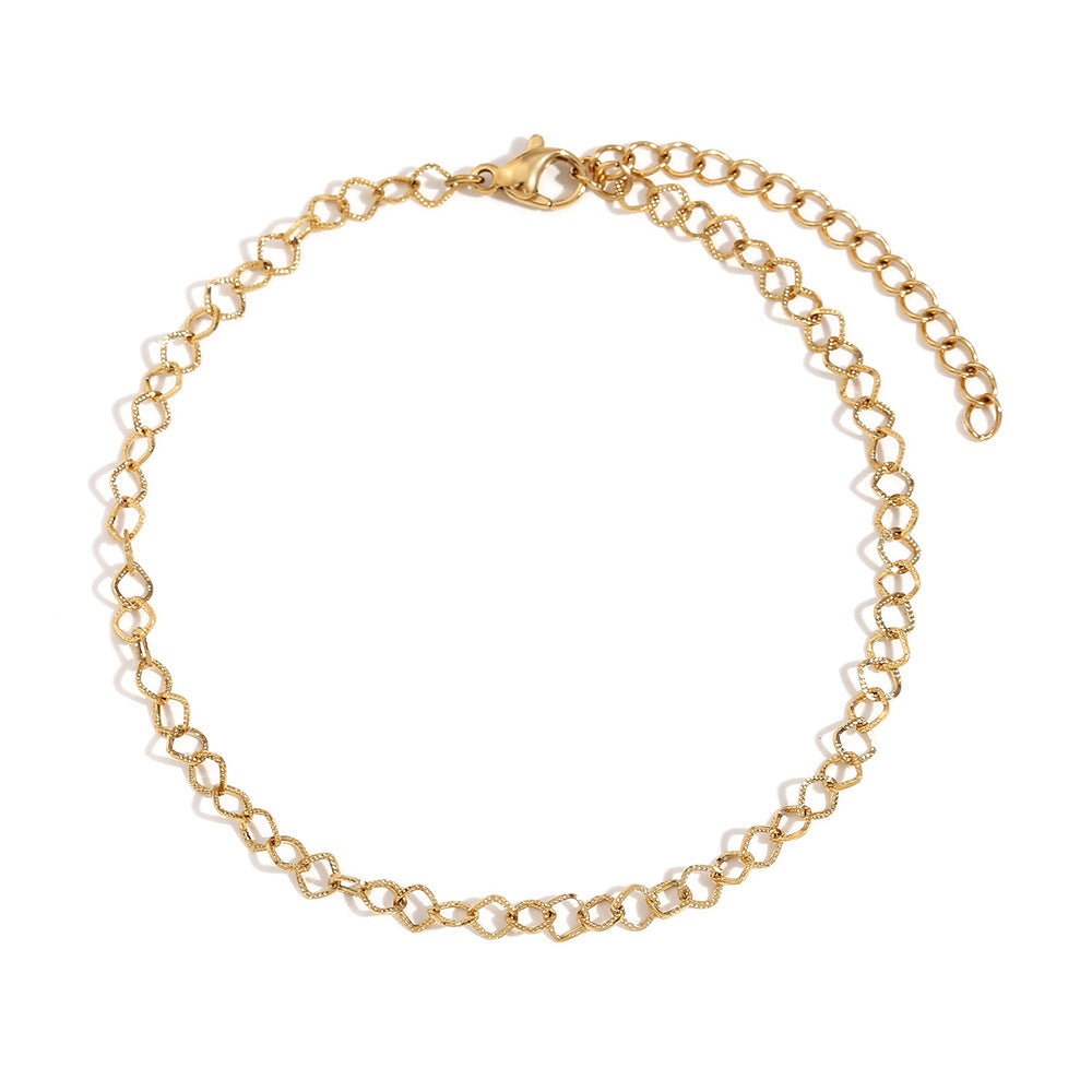 Minimalist Geometric Rhombus Anklet for Women Stainless Steel with 14K Gold Plating