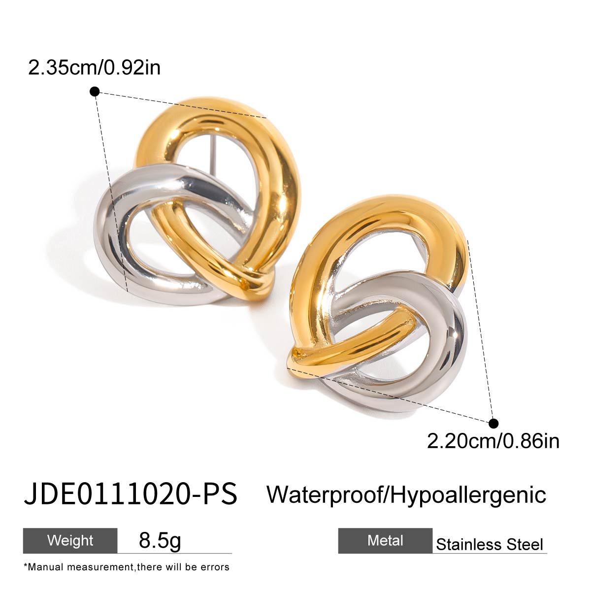 Pendientes de tuerca de acero inoxidable chapados en titanio con corazón geométrico elegante para mujer