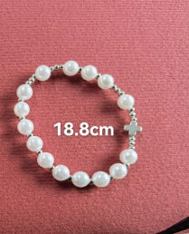 Unisex Geometric Cross Bracelet with Imitation Pearl Inlay Alloy Stainless Steel Accessories