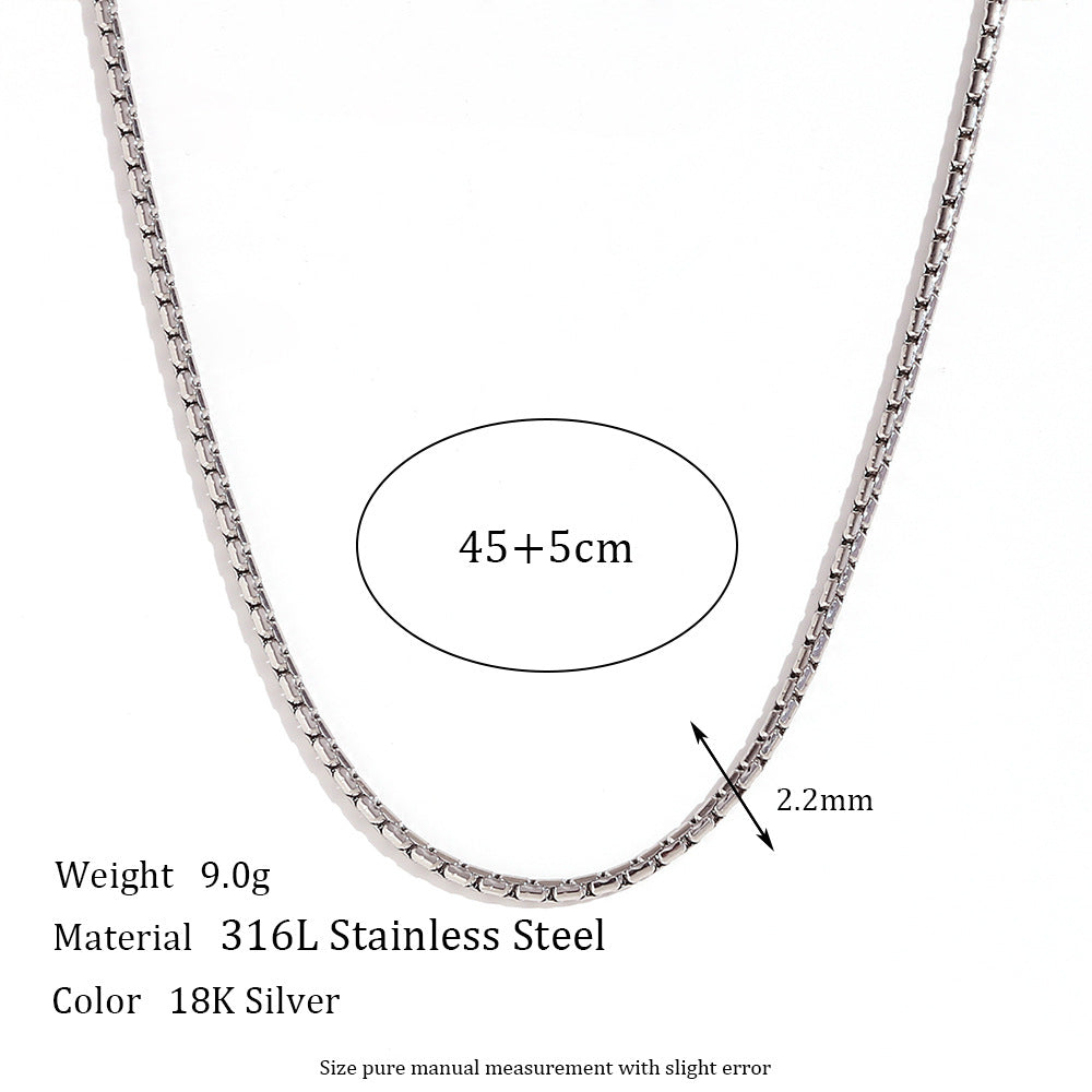 Minimalist Geometric Titanium Steel Plated 18K Gold Stainless Steel Pearl Chain Necklace for Women