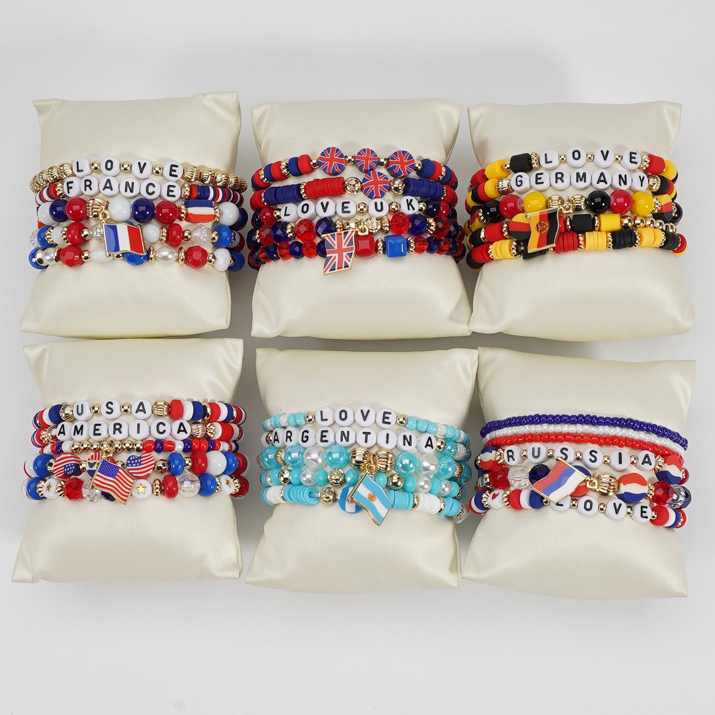 Bohemian Vintage Flag Pattern Glass Beaded Bracelet Unisex