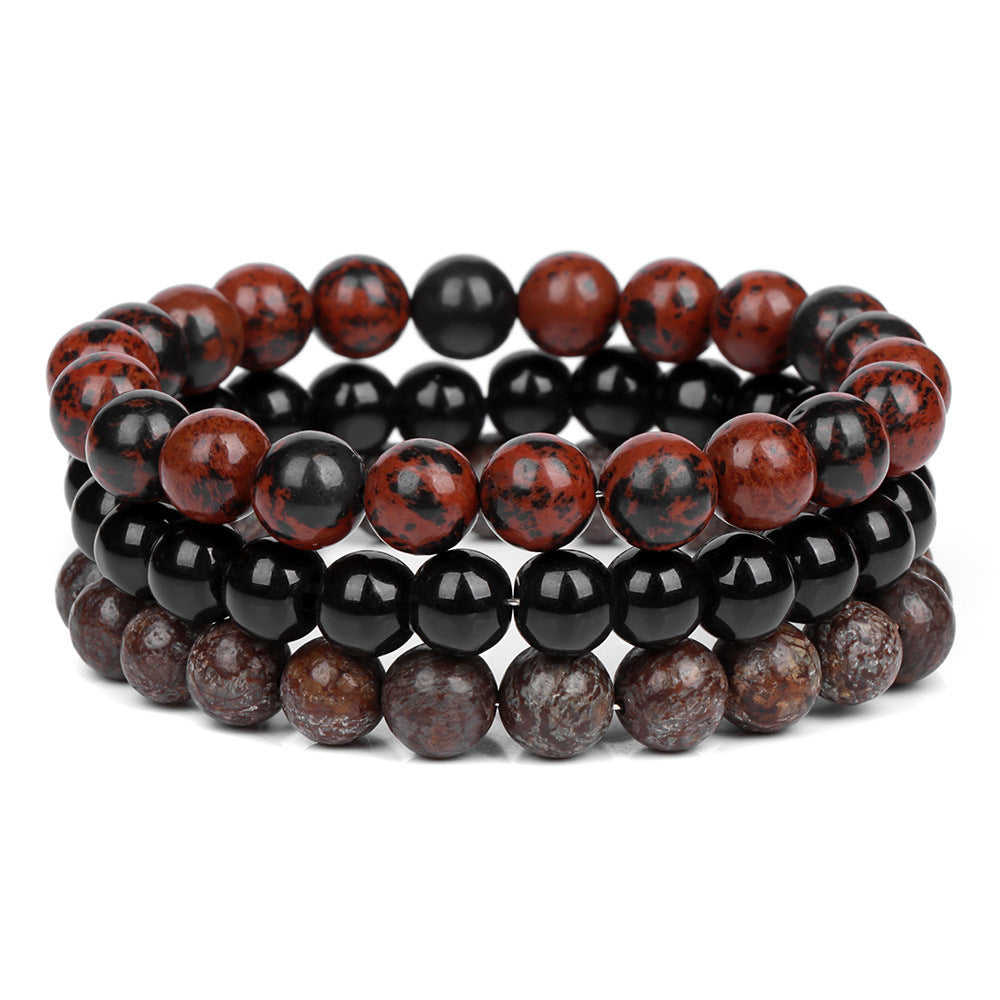 8mm Natural Rose Quartz and Agate Geometric Beaded Bracelet Unisex Crystal Jewelry