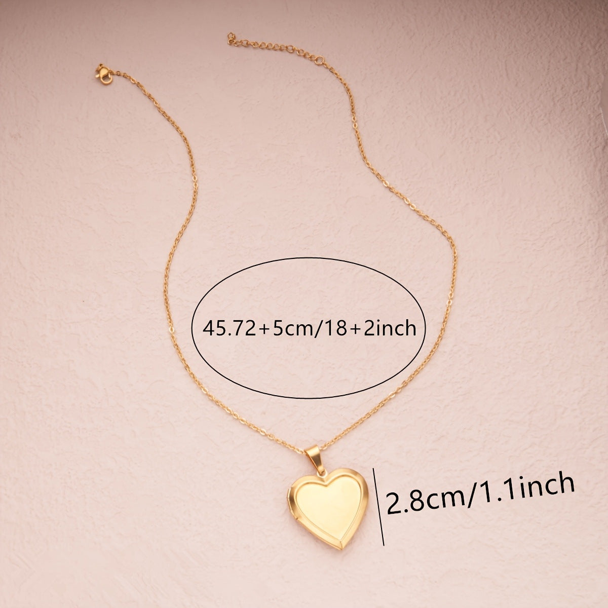 Polished Heart-Shaped Opening Photo Locket Necklace in Stainless Steel with Titanium Steel Pendant for Unisex Daily Wear