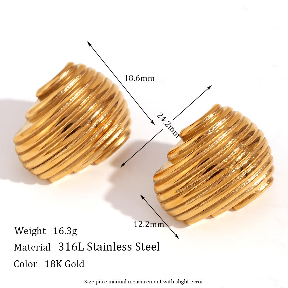 Minimalist Geometric Stainless Steel Earrings with 18K Gold Plating for Women