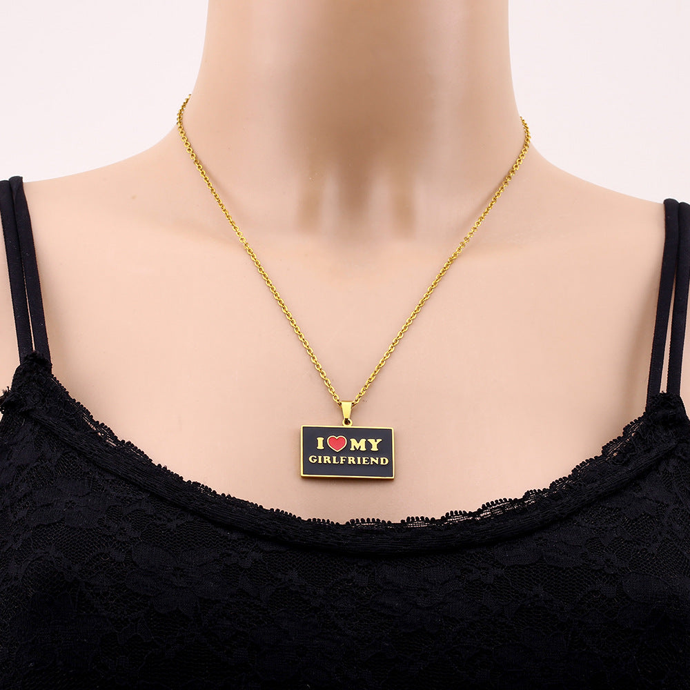 Elegant Geometric Stainless Steel Letter Pendant Necklace with Plated Finish for Men and Women