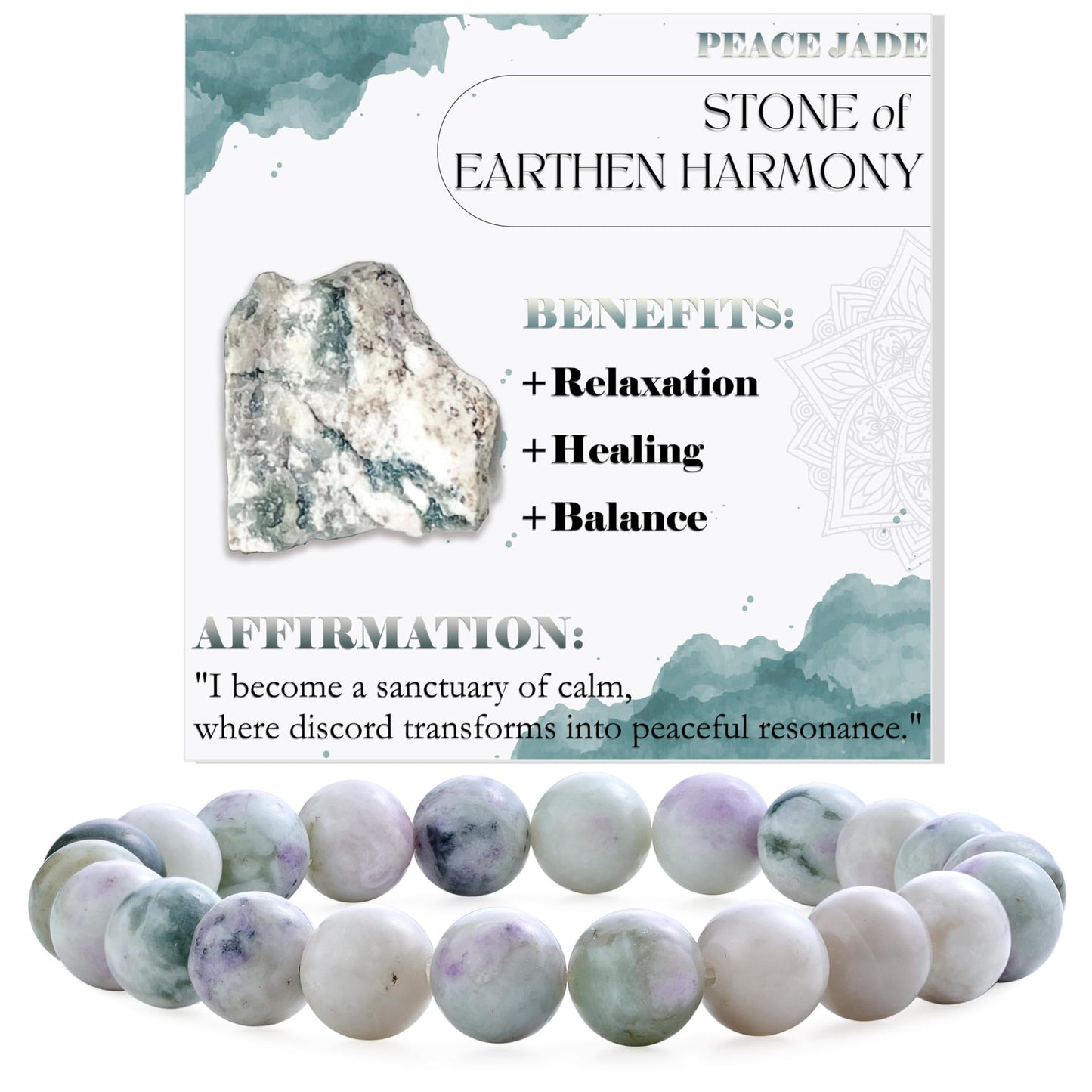 8mm Natural Agate and White Turquoise Round Beaded Stretch Bracelet Unisex Geometric Handmade Jewelry