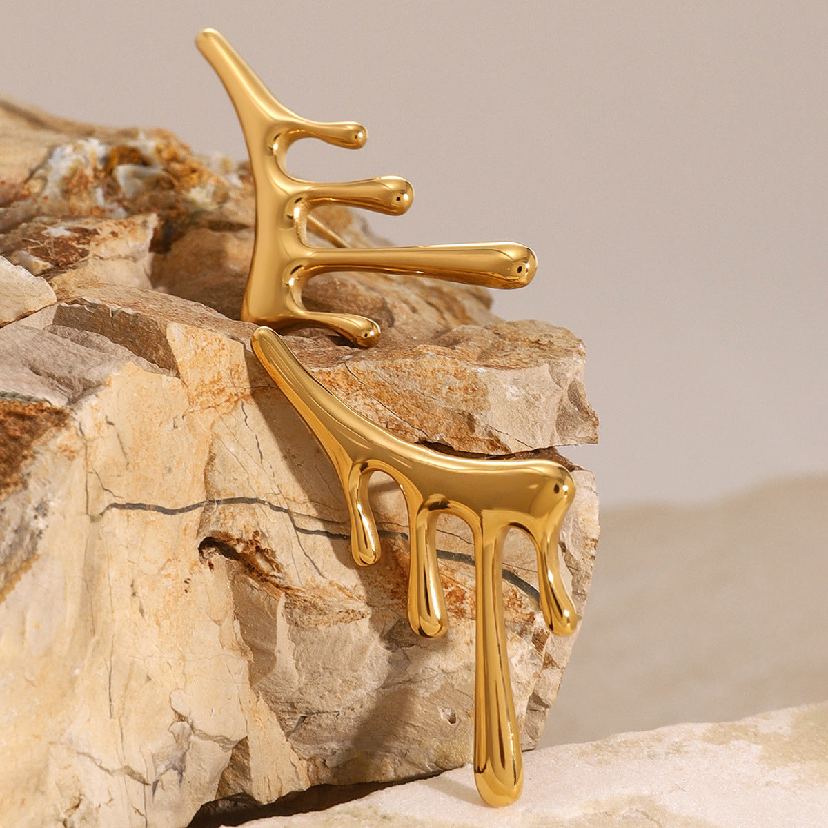 Geometric Plated Stainless Steel Titanium Stud Earrings for Women