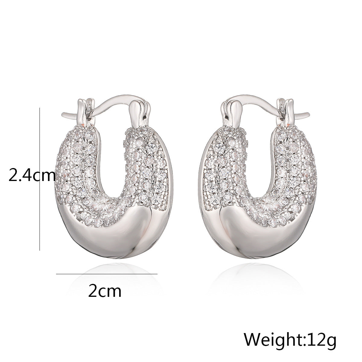Geometric Earrings for Women with Copper Base Plated in 18K Gold and Micro-Paved Zirconia, Fashionable and Versatile Luxury Design