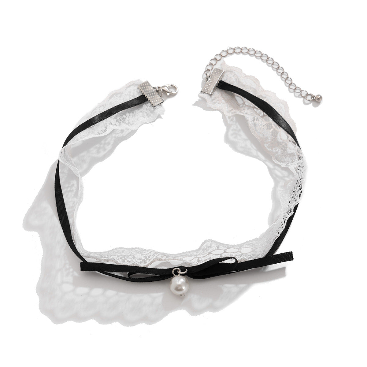 Collana girocollo da donna a doppio strato in pizzo con fiocco, stile rustico e minimalista