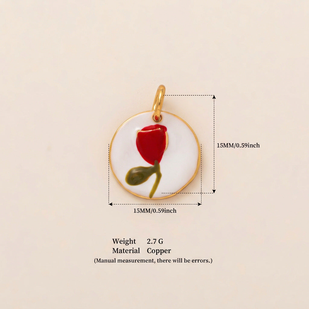 Vintage Floral Drip Oil Plated Brass Charm Bar