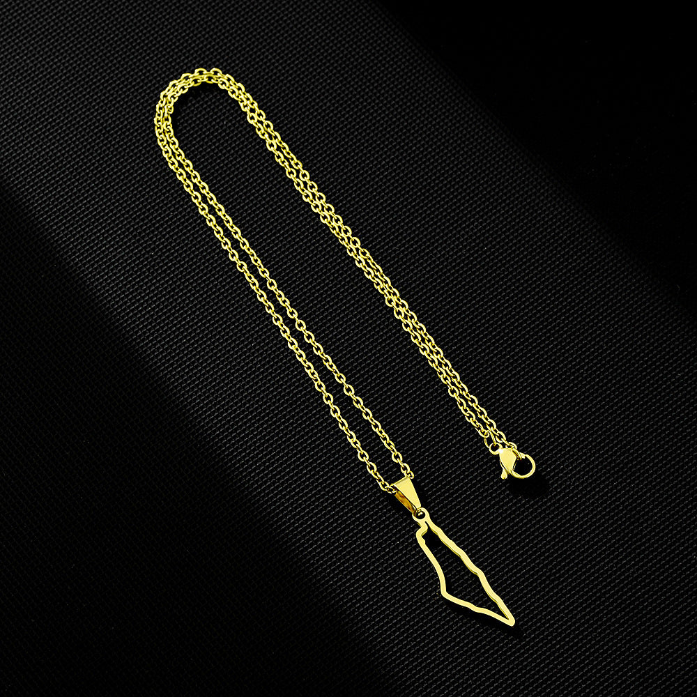 Collana con Ciondolo Geometrico alla Moda in Acciaio Inossidabile con Pendente in Acciaio al Titanio e Finitura Elettrodeposita per Uomo e Donna
