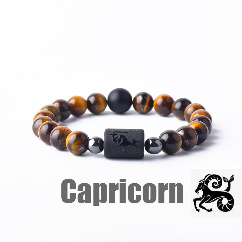 Classic Unisex Natural Stone Zodiac Beaded Bracelet