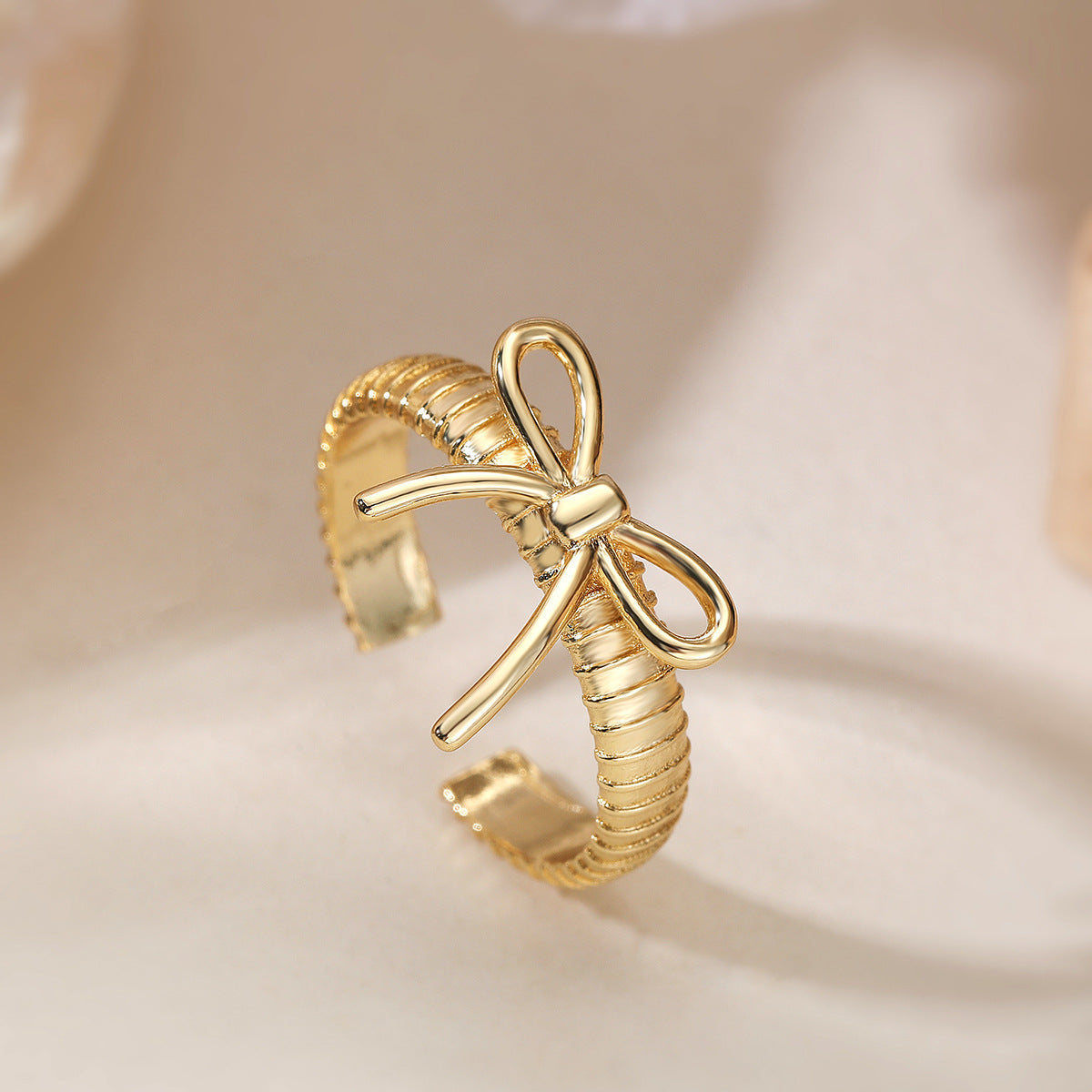 Minimalist Geometric Open Heart Ring for Women in Copper with 18K Gold Plating