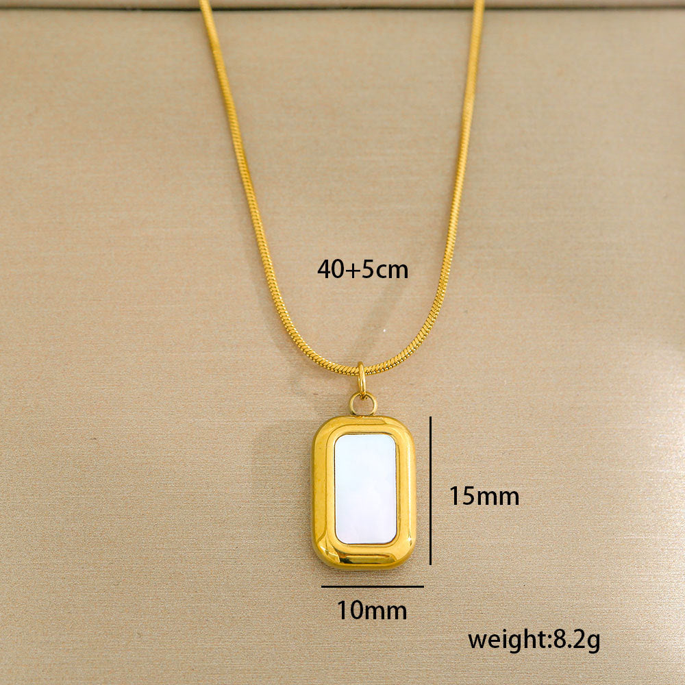Collar minimalista de acero de titanio con forma de corazón, chapado en oro, perla y cadena ajustable para mujer