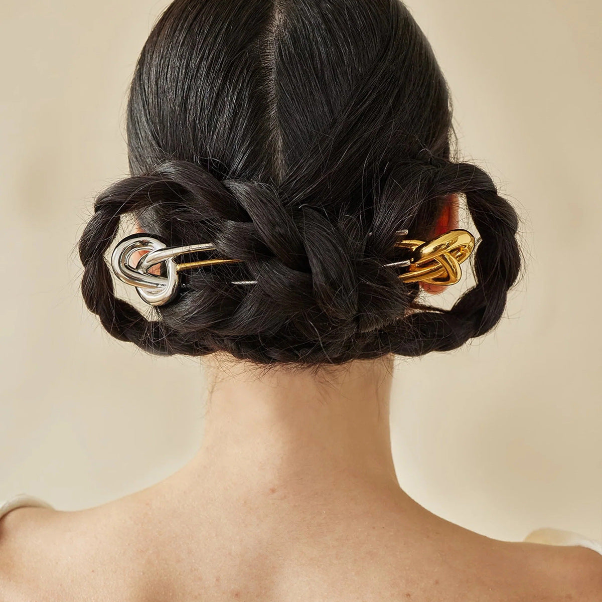 Forcina Geometrica in Acciaio Inox con Finitura Placcata per Donna Elegante Fermaglio per Capelli a U in Metallo