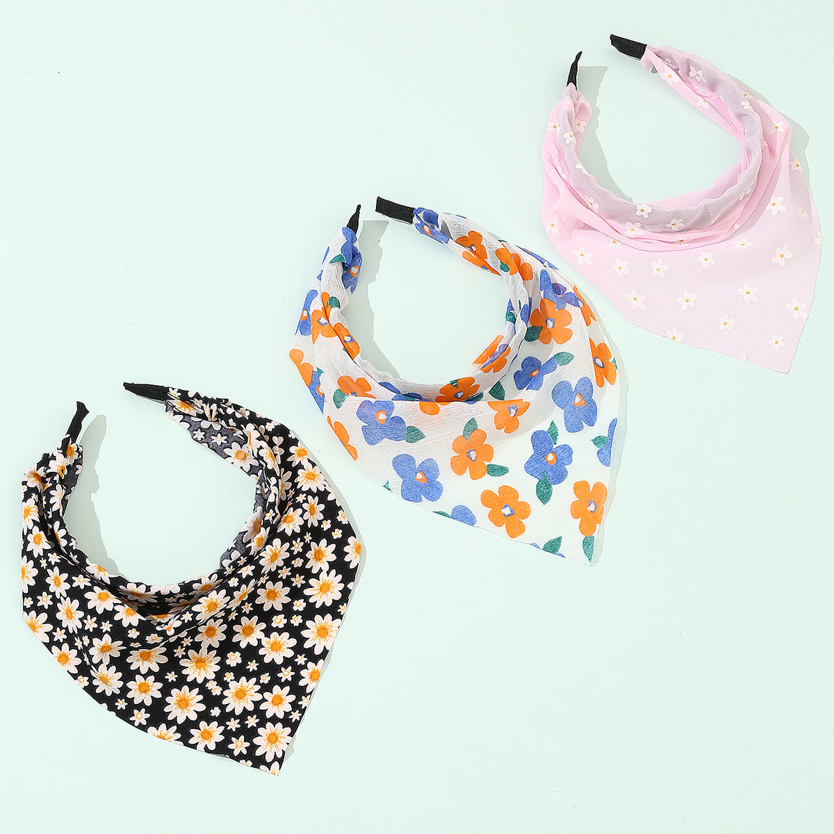 Fascia Larga Boho per Bambini con Stampa a Farfalla e Bordo in Pizzo in Tessuto Colori Caramella Accessorio per Capelli